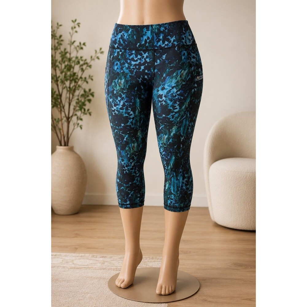 lululemon athletica Women’s Black/Blue W6E99S Capri Yoga Leggings Pockets 12
